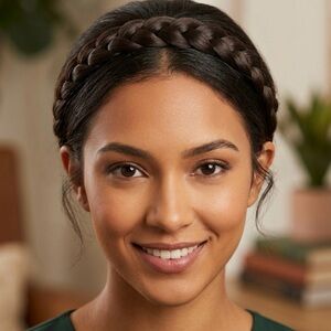 Braided Faux Hair Headband - Dark Brown